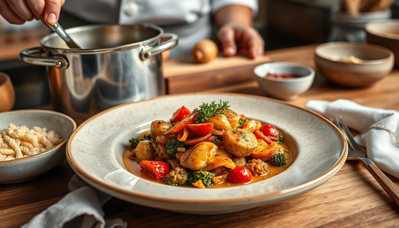 Fresh seasonal ingredients arranged for home cooking